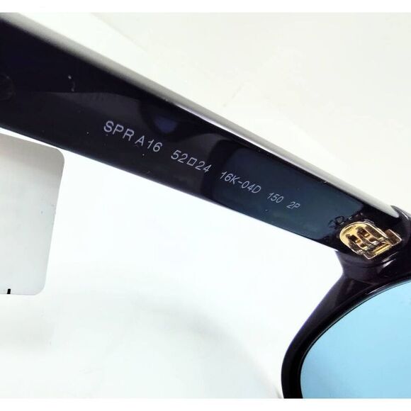 PRADA A16S BLACK SHN POLARIZED BLUE LENSE SUNGLASSES NEW IN CASE & BOX WITH TAGS - Picture 15 of 15